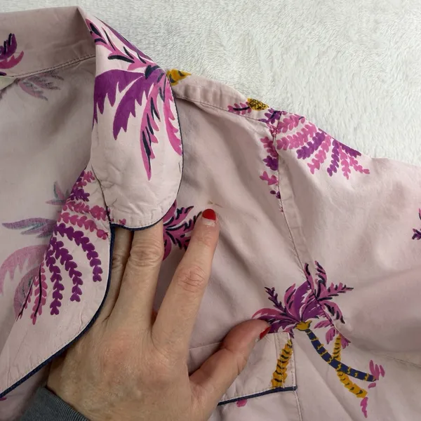Print Fresh Anthropologie S‎ Small Pajama Top Palm Trees Short Sleeve Pineapples - Image 9