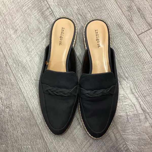 Indigo Rd Irharsen Slide On Loafers Black Braid Detail Size 9 - Image 2