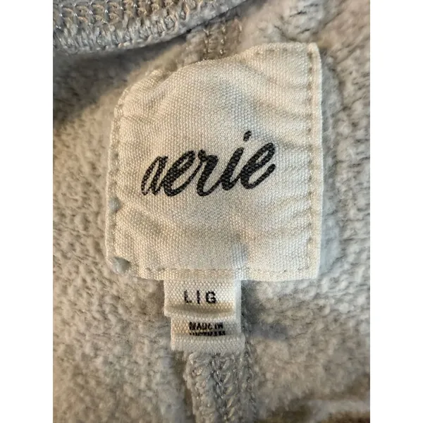 Aerie Womens Gray Heathered Fleece Zip Front‎ High Rise Jogger Sweatpants Size L - Image 5