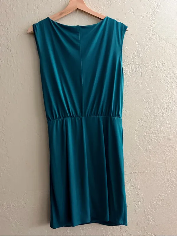 Laundry By Shelli Segal Teal Sleeveless Midi Dress with Side Ring Detail - Image 4