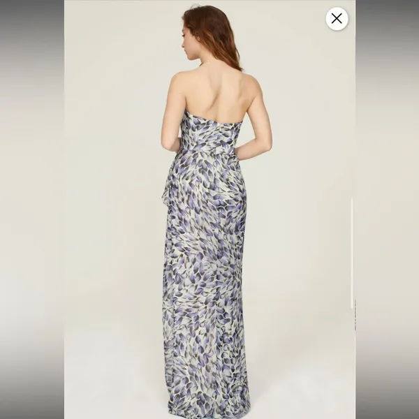 RTR Katie May Baby Cakes Off White & Blue Printed Strapless‎ Maxi Dress Sz S - Image 2