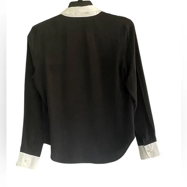 Lauren Ralph Lauren Classic Fit Two-Tone Black and White Silk Shirt size 12P - Image 3