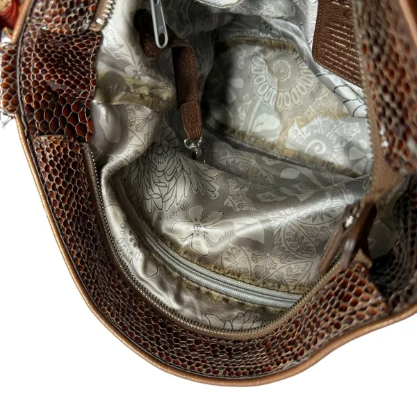Vintage Brighton Set Brown Snake Print Purse Bag Slouchy Leather Matching Wallet - Image 9
