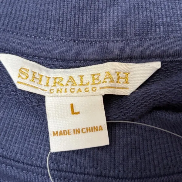 Shiraleah Chicago Navy Blue Oversized French Terry Crewneck Sweatshirt Large - Image 3