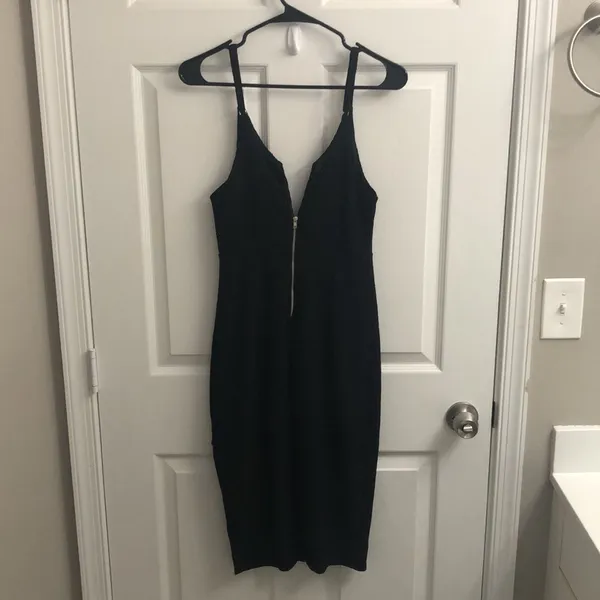 Hello Molly deep V black ribbed dress - Image 6