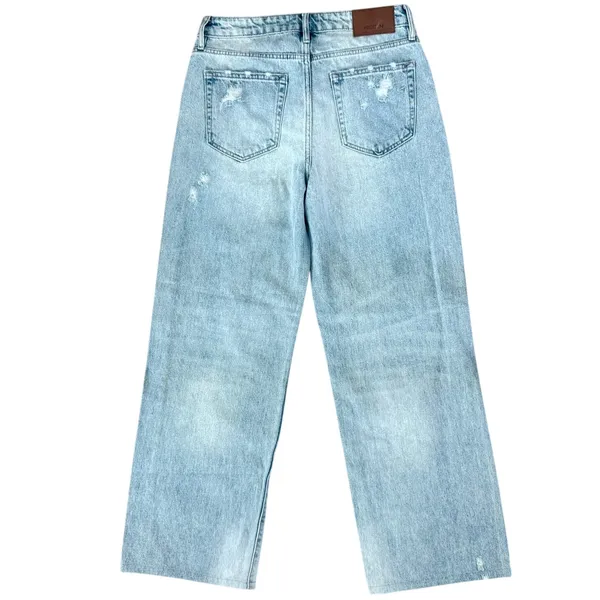 Hidden 100% Cotton Wide Leg Jeans Light Wash Distressed Denim Pants Size 26 - Image 2