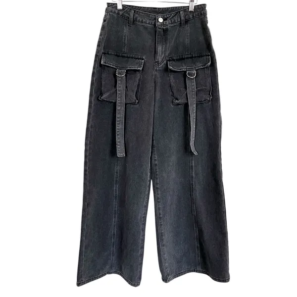 Cider Mid Rise Pocket Wide Leg Cargo Jeans Women’s Size Med - Image 3