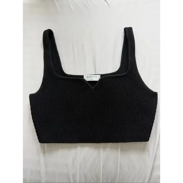 Aritzia Babaton Sculpt Knit Notch Tank Black - Image 4