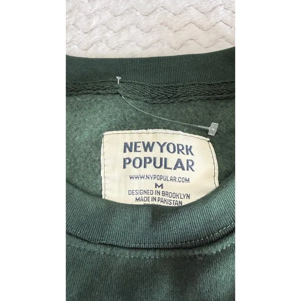 New York Popular Miami Sweatshirt Womens Medium Forest Green Varsity Crewneck - Image 4