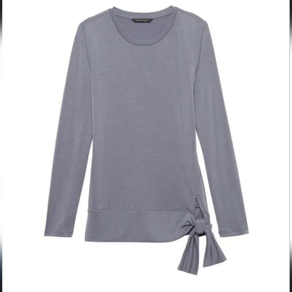 Banana Republic -474‎ NWT Sandwash side tie long sleeve top lavender XS - Image 3