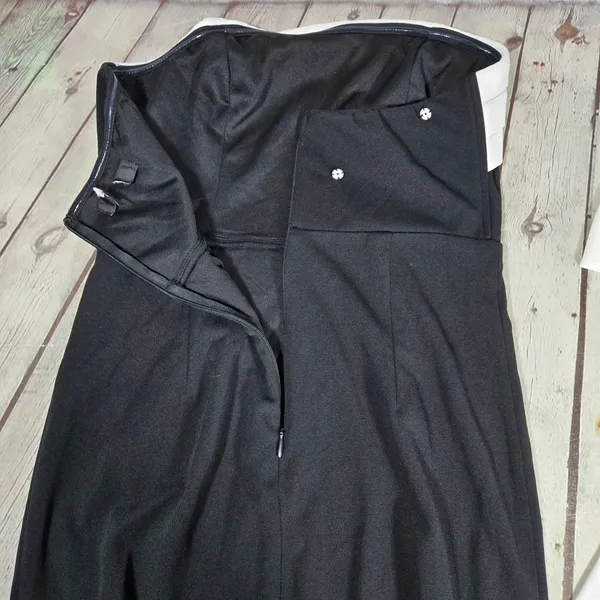 Lulus Fabulous Phenomenon Black White Strapless Bow Midi Dress Wedding Guest - Image 5