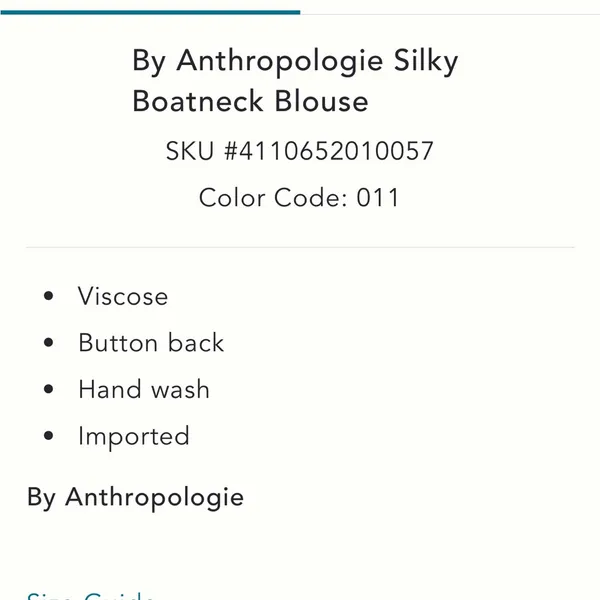 New With Tags By Anthropologie Silky Boatneck Blouse Sz M - Image 5