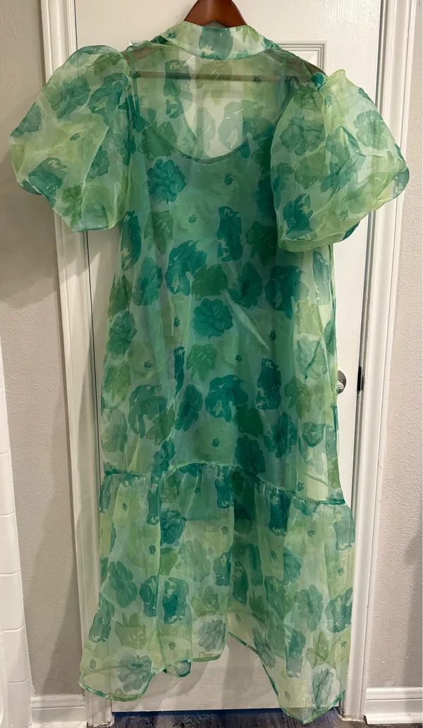 Green Organza Poofy Dress - Image 2