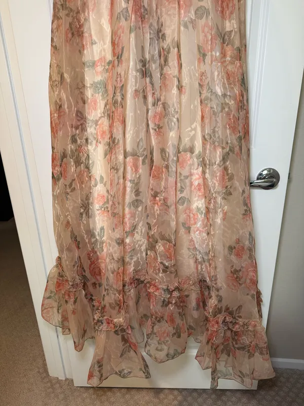 SHEIN Floral Ruffled Chiffon Maxi Dress - Peach Rose Print Size M NWT - Image 8