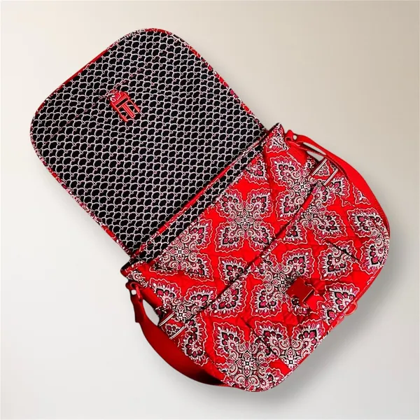 Vera Bradley Frankly Scarlet Red‎ Pink Quilted Messenger Bag Laptop Tote Boho - Image 3