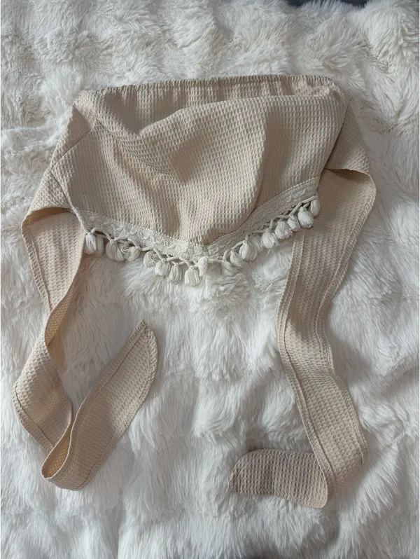 cream strapless crop top Tan - Image 2