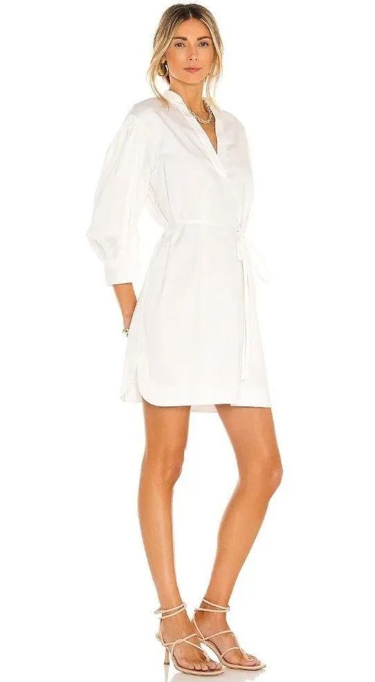 Rebecca Taylor 3/4 Sleeve Twill Belted Dress Milk Womens Size Small - Image 3