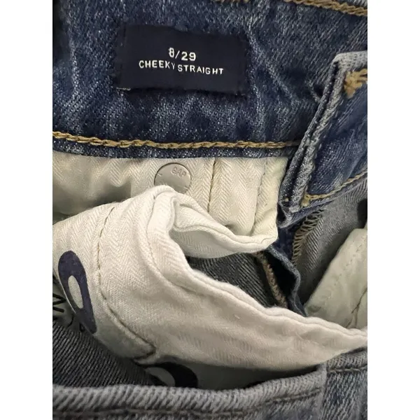 Gap Cheeky Straight Patchwork Jeans Womens 8/29 Blue‎ High Rise Colorblock Denim - Image 9