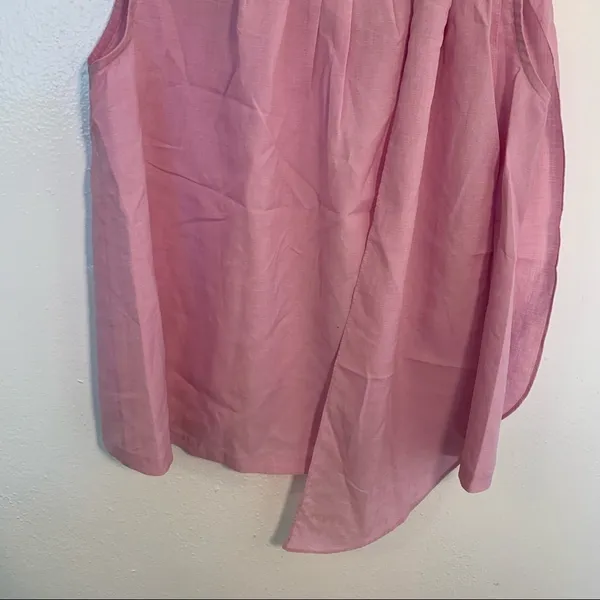 Adela Women's Sleeveless Blouse Crewneck Pleated Bow Shoulder Pink Purple - Image 4