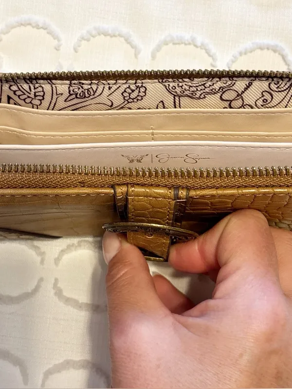 Jessica Simpson Daphne Zip Around Wallet Wristlet Wheat Tan Western Boho NWT - Image 4