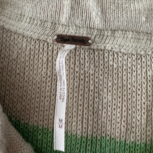 Free People Cassidy Off the Shoulder Pullover‎ Sweater Green Stripe Relaxed - Image 7