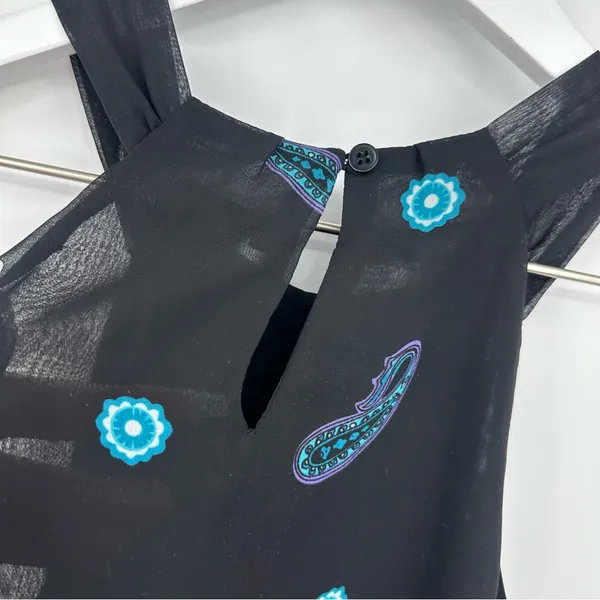 Vintage Y2K Black Paisley Embellished Halter Tank Top Size Small Whimsical Fairy - Image 7