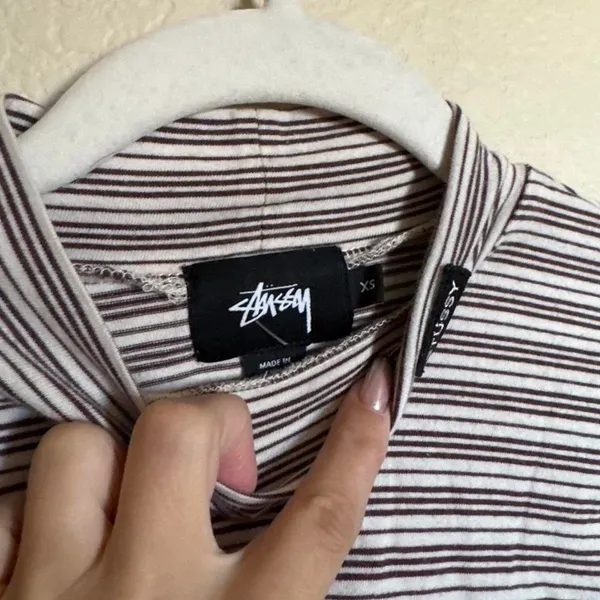 Stussy Striped Long Sleeve Turtleneck Shirt Sz XS multi colored‎ - Image 3