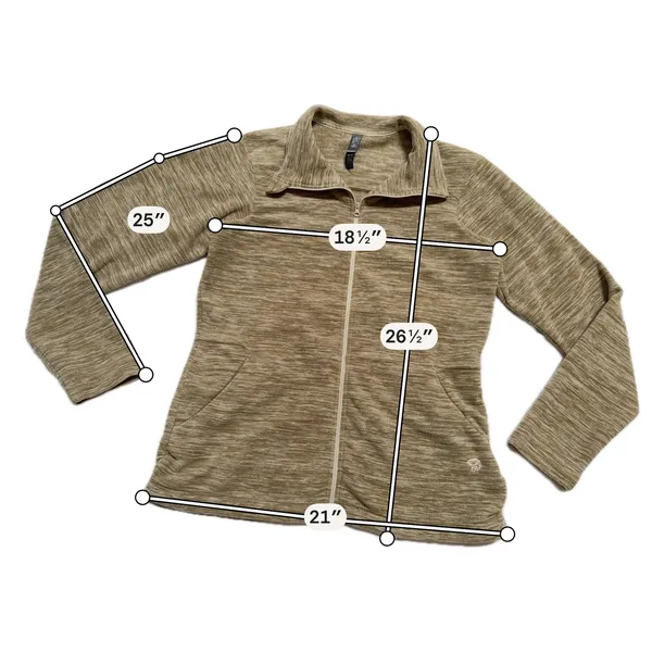 Mountain Hardwear Fleece Jacket Womens Medium Tan Excellent Full Zip Mock Neck - Image 2