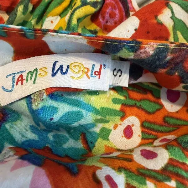 JAMS World Babydoll Top Sz S Hawaiian‎ Floral Elastic Neckline Flowy Oversized - Image 8