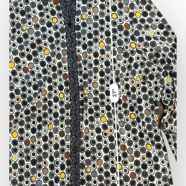 Erfo Pure Cotton Navy Blue Polka Dot‎ Button Up Blouse Top Size L - Image 4