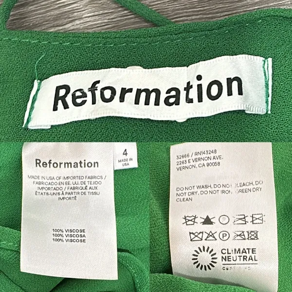 Reformation Kourtney Midi Slip Dress‎ Crepe Emerald Green Tie Straps High Slit - Image 10