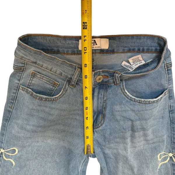 Wide Leg Bow Embroidered Jeans‎ Blue White Trendy Coquette Baggy Preppy Size 27 - Image 8