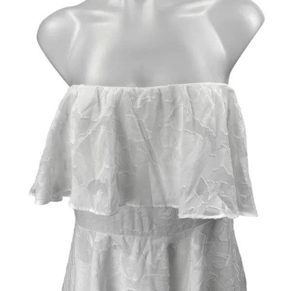 NEW Lulus White Strapless Tube Bandeau Flounce Tiered Ruffle A Line Mini Dress L - Image 3