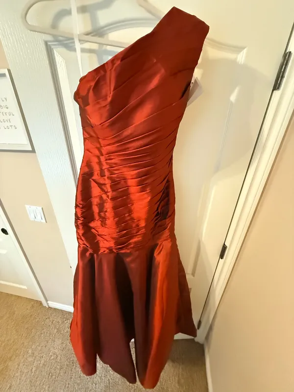Isabella Fiore One Shoulder Rust Mermaid Gown - Image 3