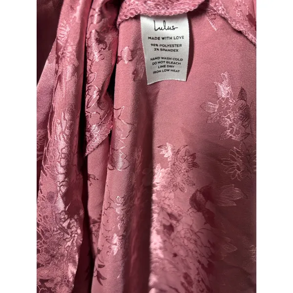 Lulus Calla Love Mauve Pink Jacquard Satin Slip Dress Sz M Fairy Coquette Party - Image 6
