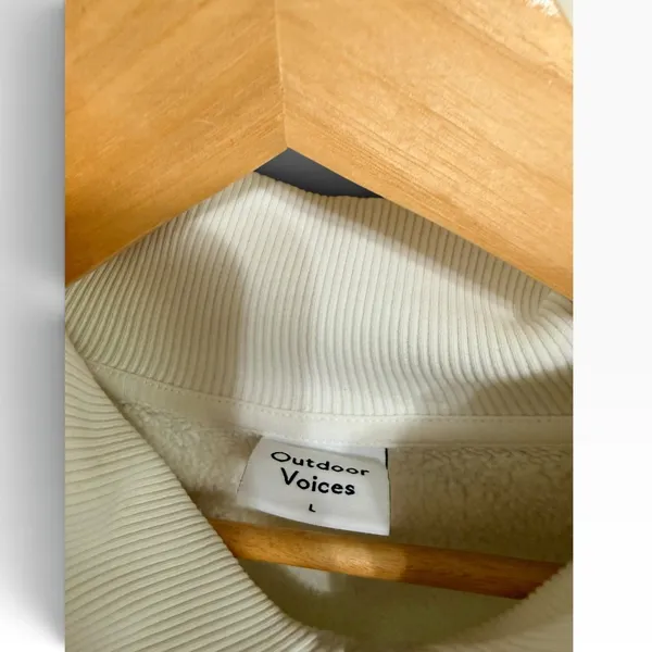Outdoor Voices Nimbus quarter zip cotton sweatshirt white Minimalist Cropped L - Image 4