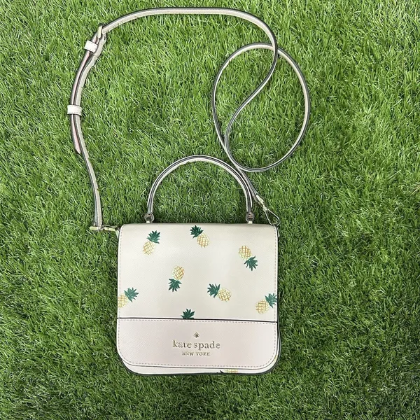 New Kate Spade Staci Square top handle pineapple crossbody bag pink‎ multi - Image 11