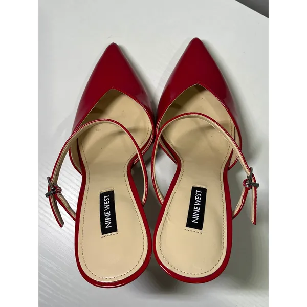 Nine West Red Patent Leather Pointed Toe Mary Jane Stiletto Heels Womens Size 7M - Image 3
