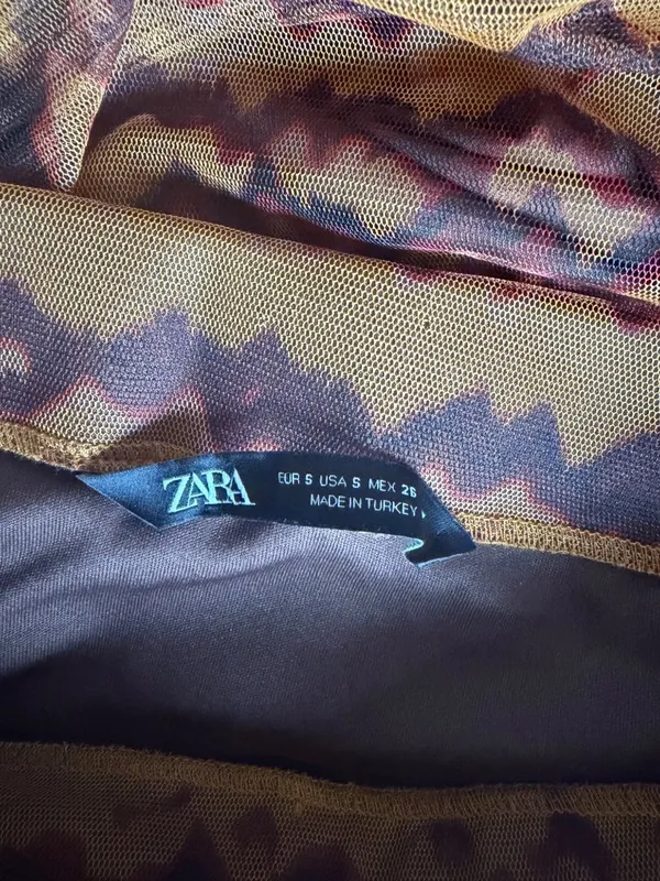 Zara Yellow and Brown Patterned Midi Skirt - Image 5