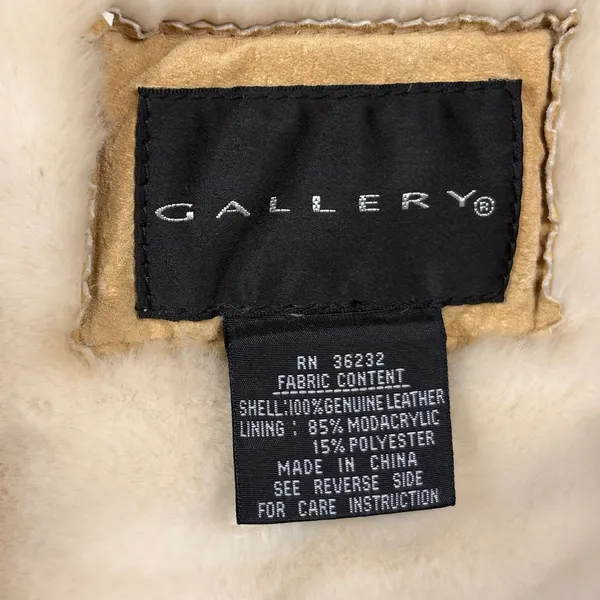 Vintage Tan Suede Leather Shearling Lined Jacket Sz M - Image 6
