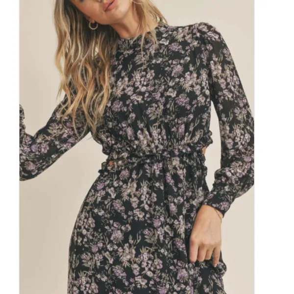 NWT Lush Long Sleeve Floral Maxi with Side Cut Out - Image 6