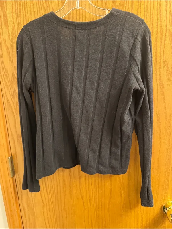 Madewell Black Ribbed V-Neck Button-Up Cardigan - Image 6