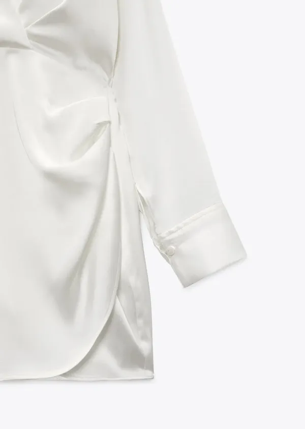 Zara Satin Effect Mini Party Coctail Date Shower Wedding Night Out Long Sleeve dress - Image 14