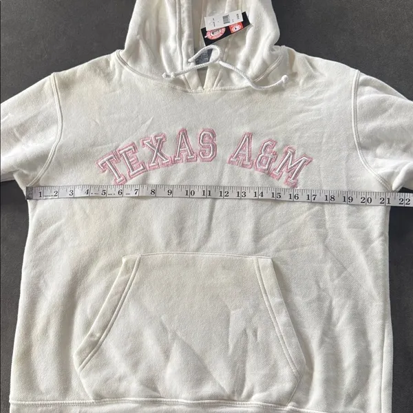 Women’s White Cream Pink Embroidered TEXAS A&M Hoodie Size L NWT - Image 8