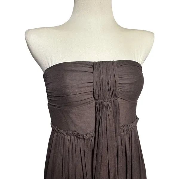 J.Crew Silk Chiffon Whitney Strapless Gown Dress Espresso Brown 6 - Image 2