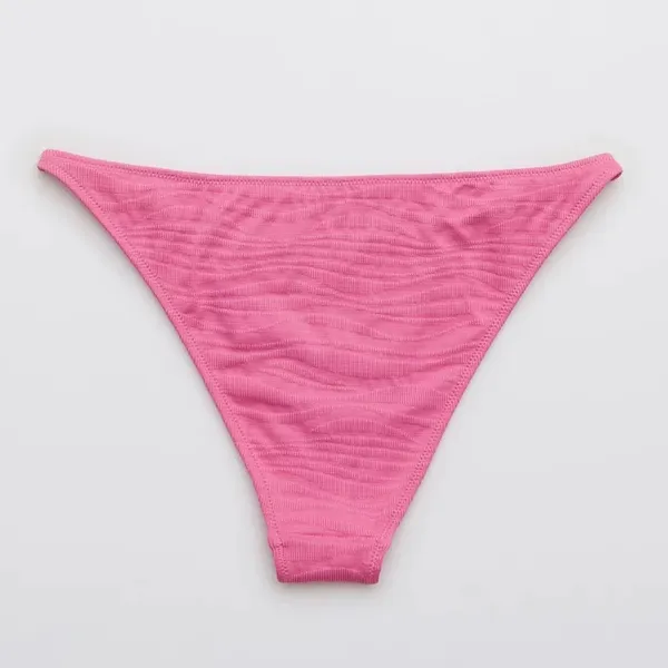 Aerie Jacquard Triangle Bikini Top and Cheeky Bikini Bottom in Lip Gloss Large - Image 9