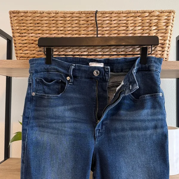 Good American "Good Waist” High Rise GWRH941T Raw Hem Skinny Jeans, 14/ 32 - Image 5