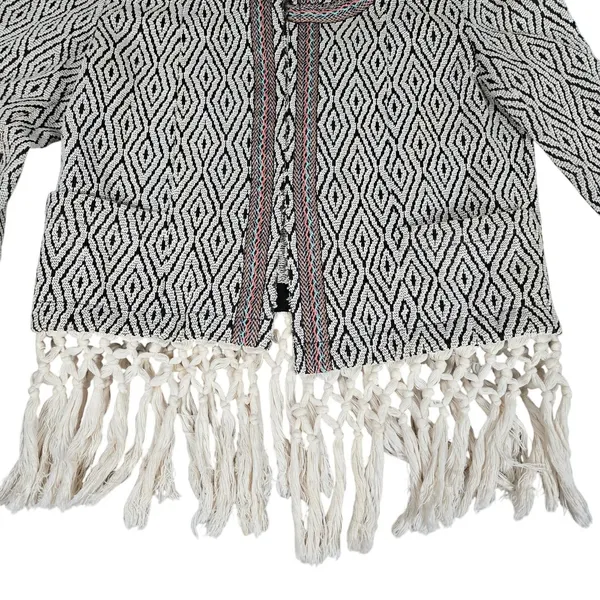 Miss Me Geometric Diamond Fringe Cropped Jacket Cardigan Sweater Women‎ Size M - Image 5