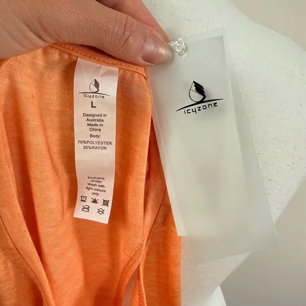 Icyzone Womens Orange Heathered Racerback Activewear Tank Top Size Large NWT - Image 5