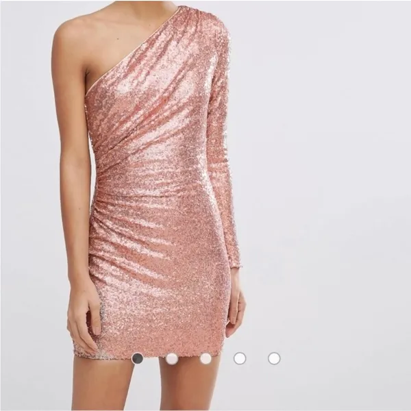 VICI x Gina Dress size XL One Shoulder‎ Pink Sequin Mini NWT Night Out - Image 2